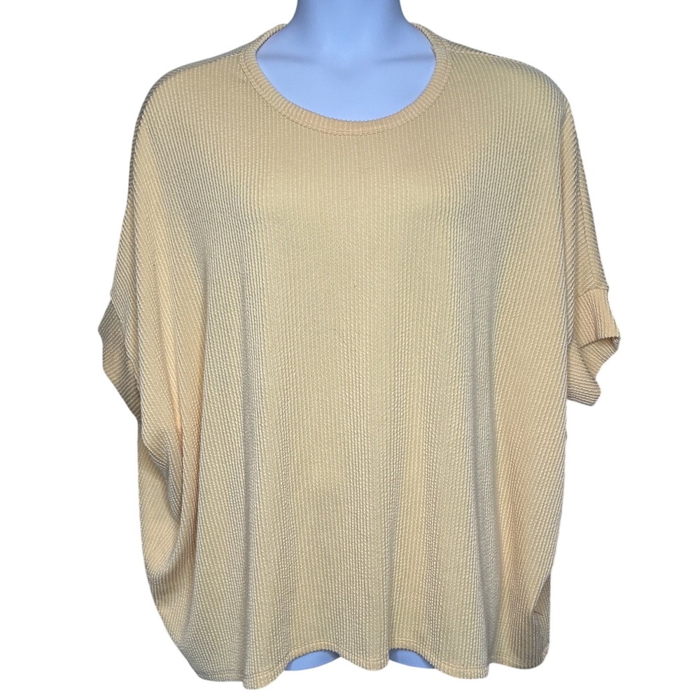ANDRÉE BY UNIT Womens Butter Yellow Ribbed Knit‎ Dolman Sleeve Top Size 1X/2X